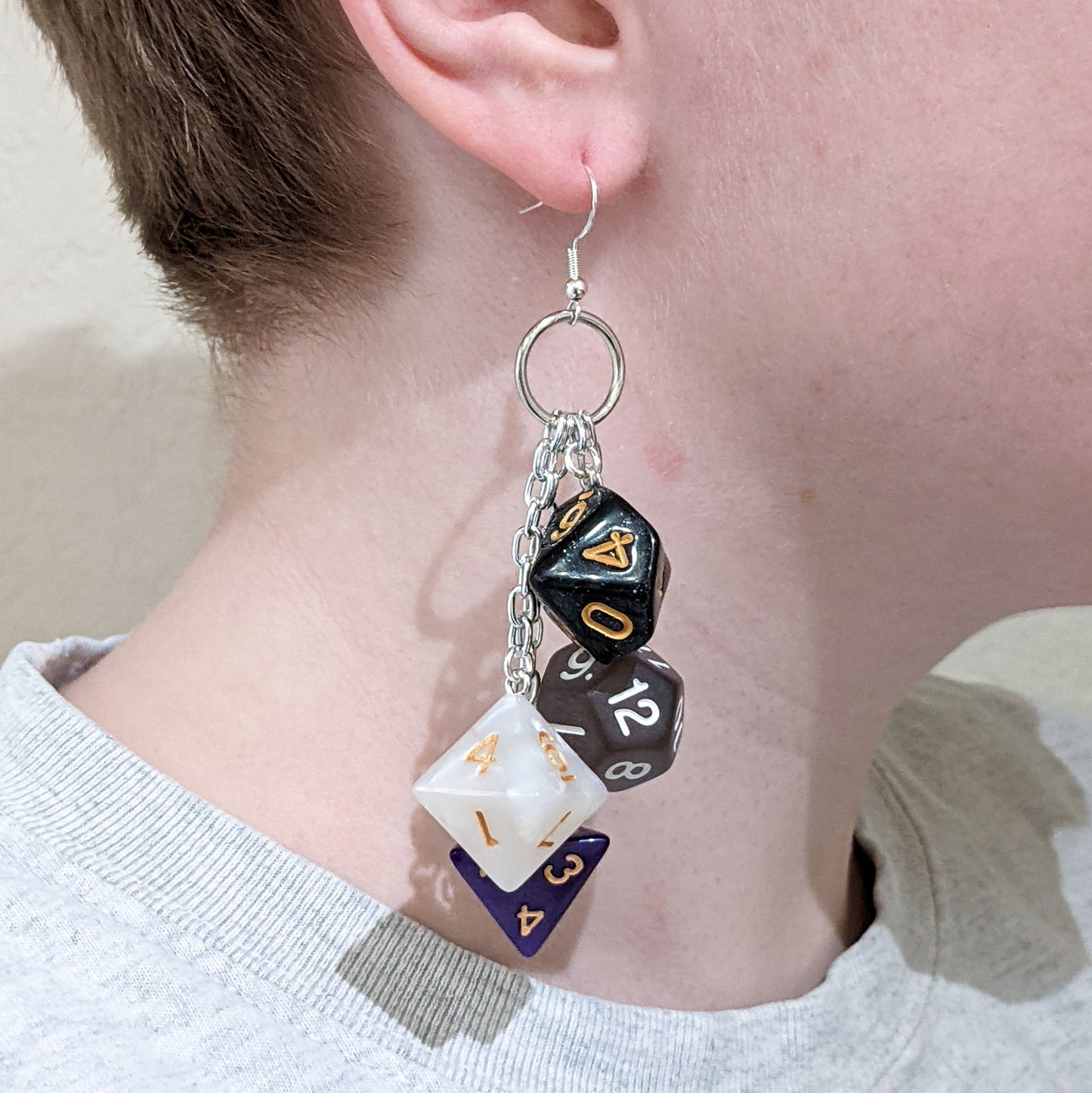 Asexual Pride Polyhedral Dice Earrings