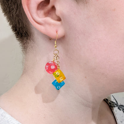 Mini Pan Pride Dice Earrings - Pansexual Pride