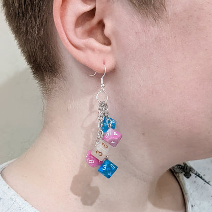 Mini Trans Pride Dice Earrings