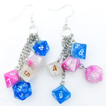 Mini Trans Pride Dice Earrings