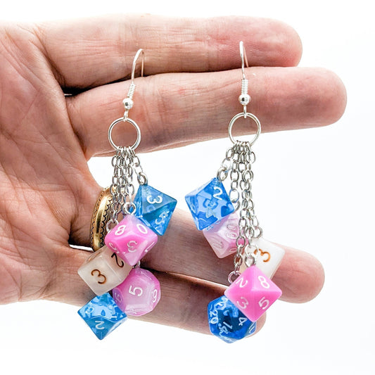 Mini Trans Pride Dice Earrings