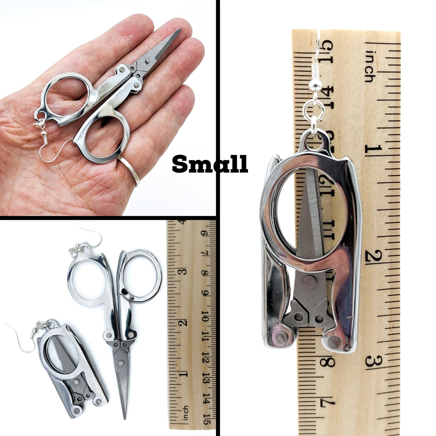 Functional Folding Mini Scissor Earrings - Cute and Quirky for Knitter –  Five Volt Logic