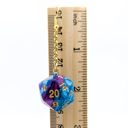 Colorful D20 Dice Earrings - DND Polyhedral Dice