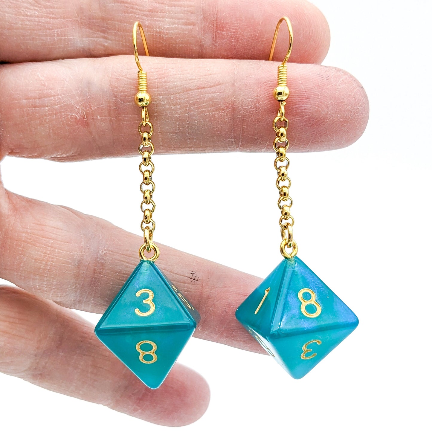 Colorful D8 Dice Earrings - DND Polyhedral Dice
