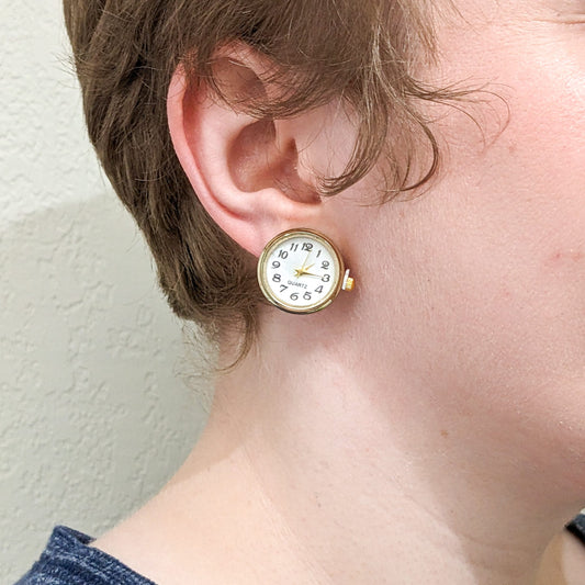 Functional Clock Earrings - Watch Earrings - Stud Earrings with Working Watches