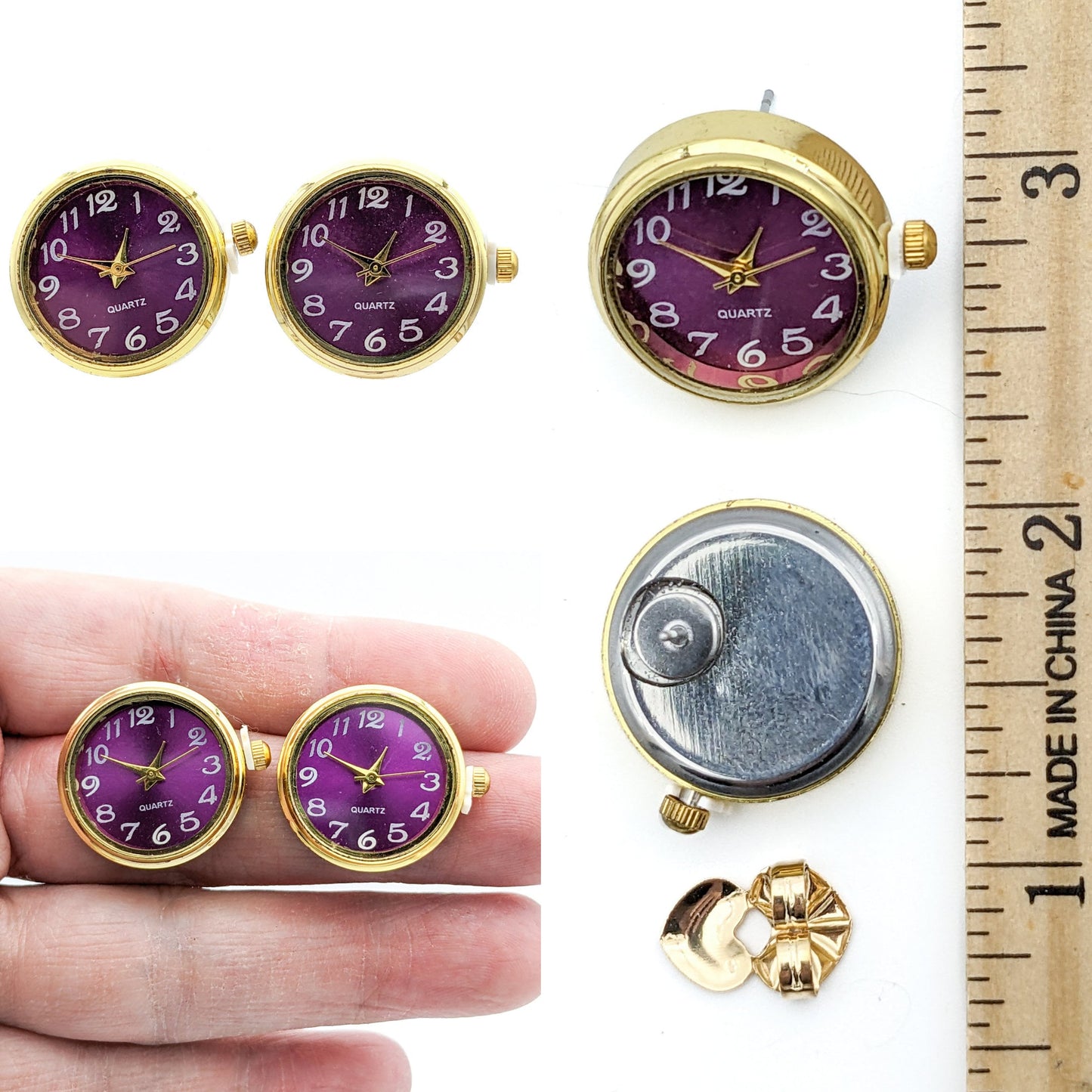 Functional Clock Earrings - Watch Earrings - Stud Earrings with Working Watches