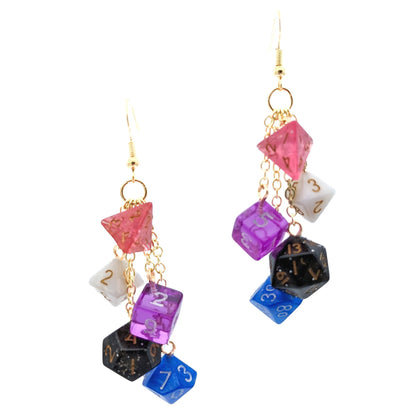 Mini Genderfluid Pride Dice Earrings - DND or Pathfinder