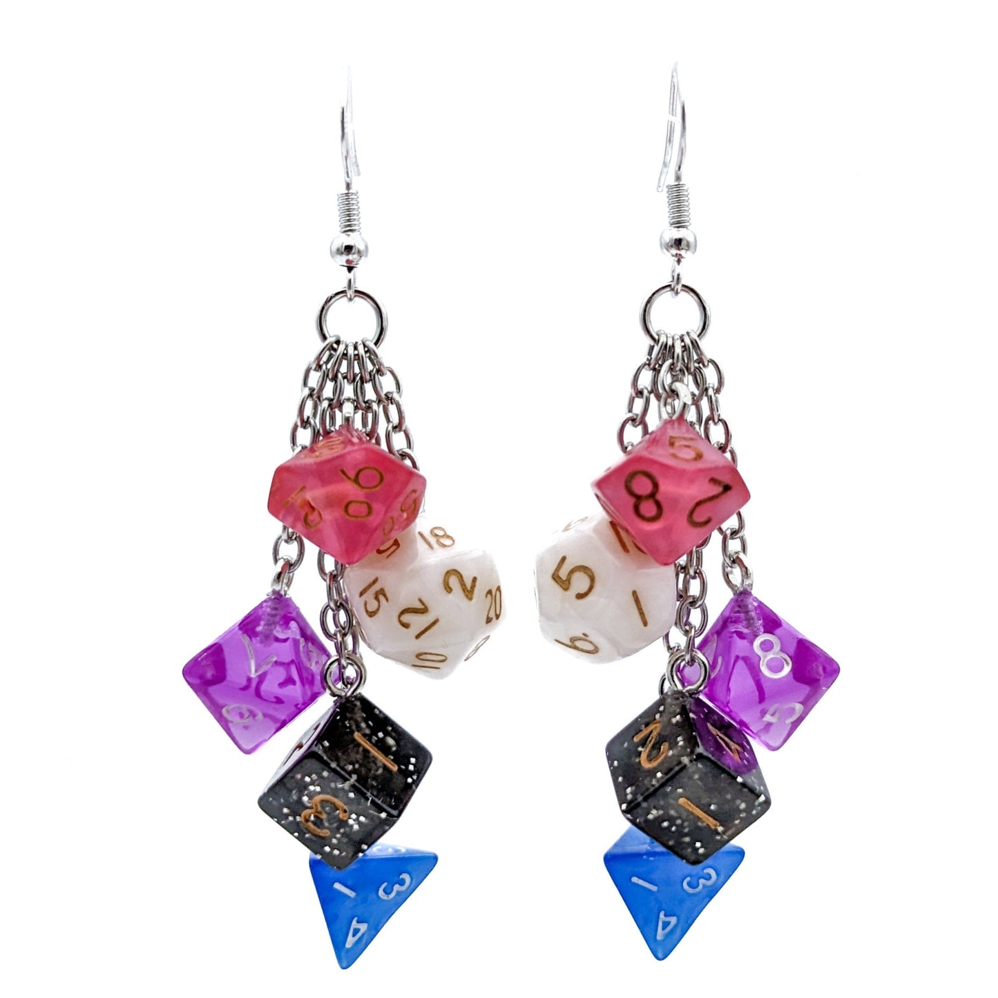 Mini Genderfluid Pride Dice Earrings - DND or Pathfinder