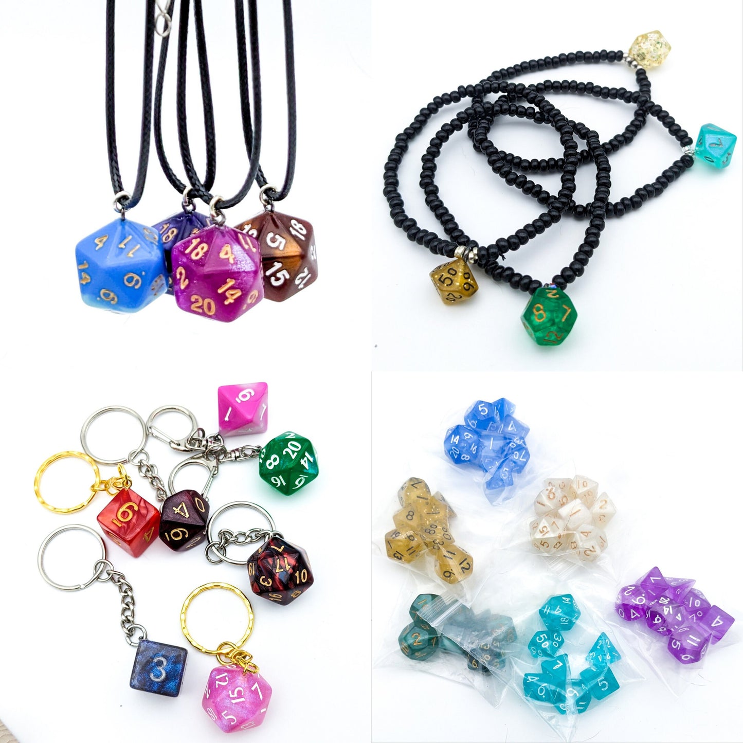 TTRPG/D&D Grab Bag - Unisex Gift for Kids or Adult DND Players - Necklace/Bracelet/Keychain/Mini Dice/Magnets in Pouch