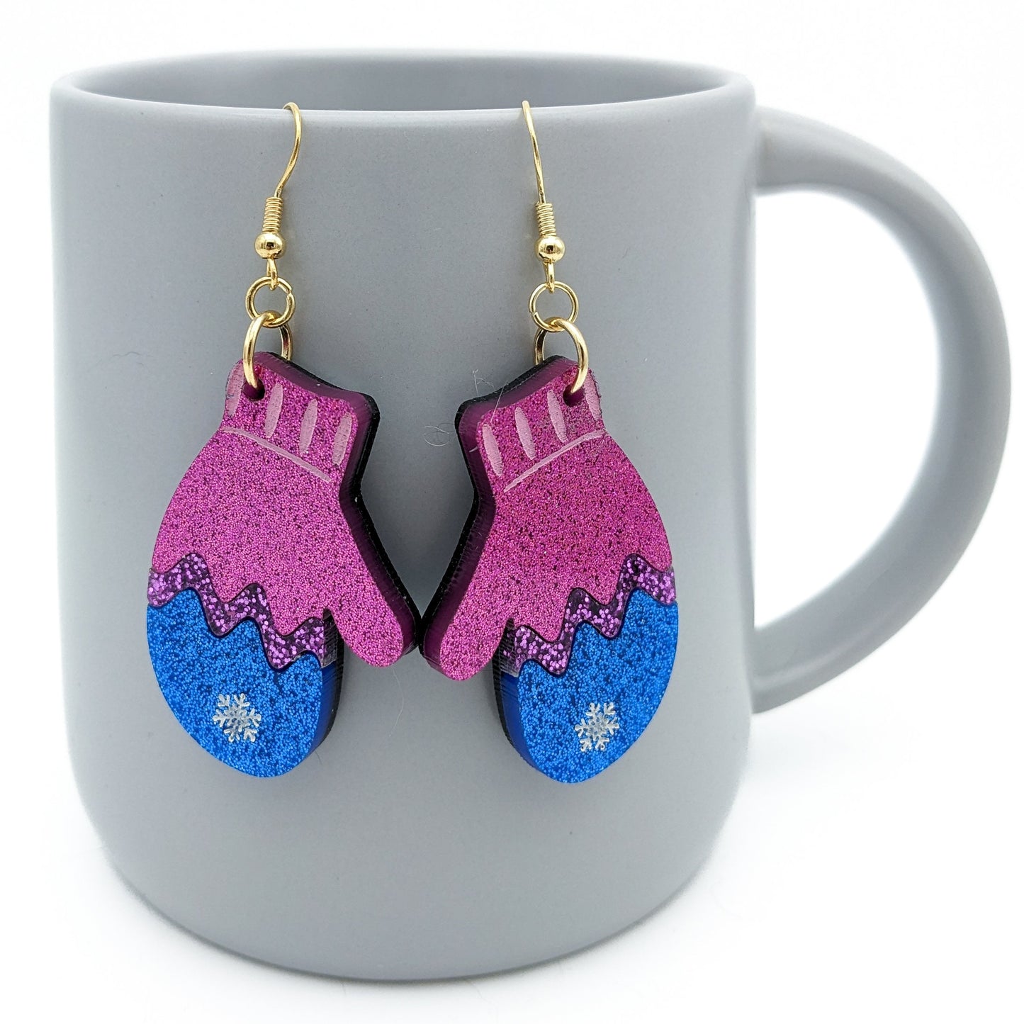 Bisexual Pride Mitten Earrings - Laser Cut Acrylic Earrings - Subtle Pride