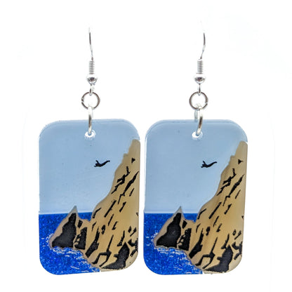 Cliff Diver Earrings - Acapulco Hurricane Otis Relief - Clavadistas of La Quebrada - Laser Cut Acrylic - Beach Sea Vacation Earrings