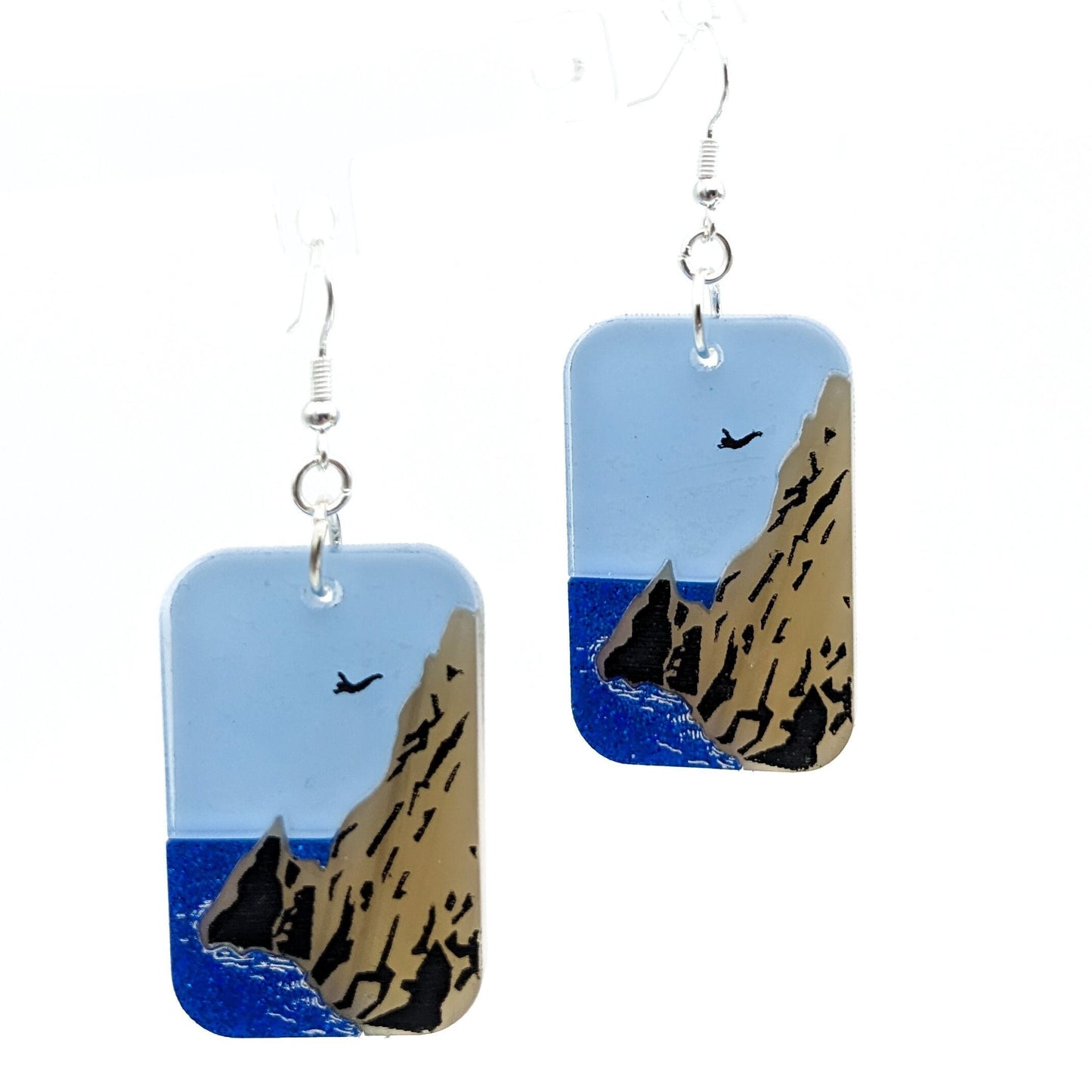 Cliff Diver Earrings - Acapulco Hurricane Otis Relief - Clavadistas of La Quebrada - Laser Cut Acrylic - Beach Sea Vacation Earrings