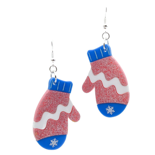 Transgender Pride Mitten Earrings - Trans Pride Flag Earrings - Laser Cut Acrylic Earrings