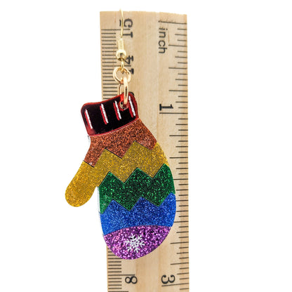 Rainbow Mitten Earrings - Gay Pride Flag Earrings - Laser Cut Acrylic Earrings