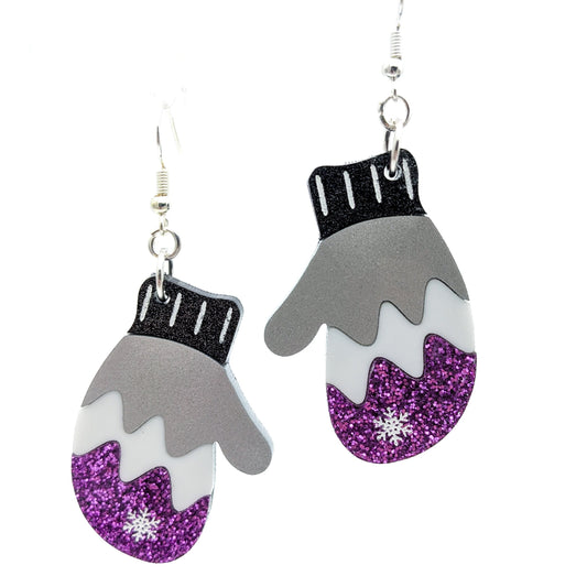 Asexual Pride Mitten Earrings - Ace Pride Flag Earrings - Laser Cut Acrylic Earrings