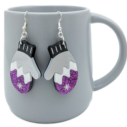 Asexual Pride Mitten Earrings - Ace Pride Flag Earrings - Laser Cut Acrylic Earrings