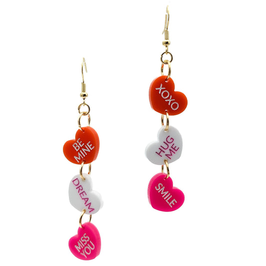 Lesbian Valentines Day Earrings - Conversation Heart Earrings -  Subtle Pride - Girlfriend Gift - Laser Cut Acrylic